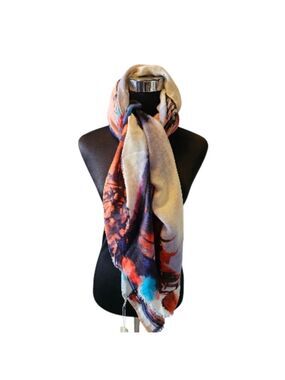 TRIBE 100% Cotton Watercolor Long Scarf Wrap NWT